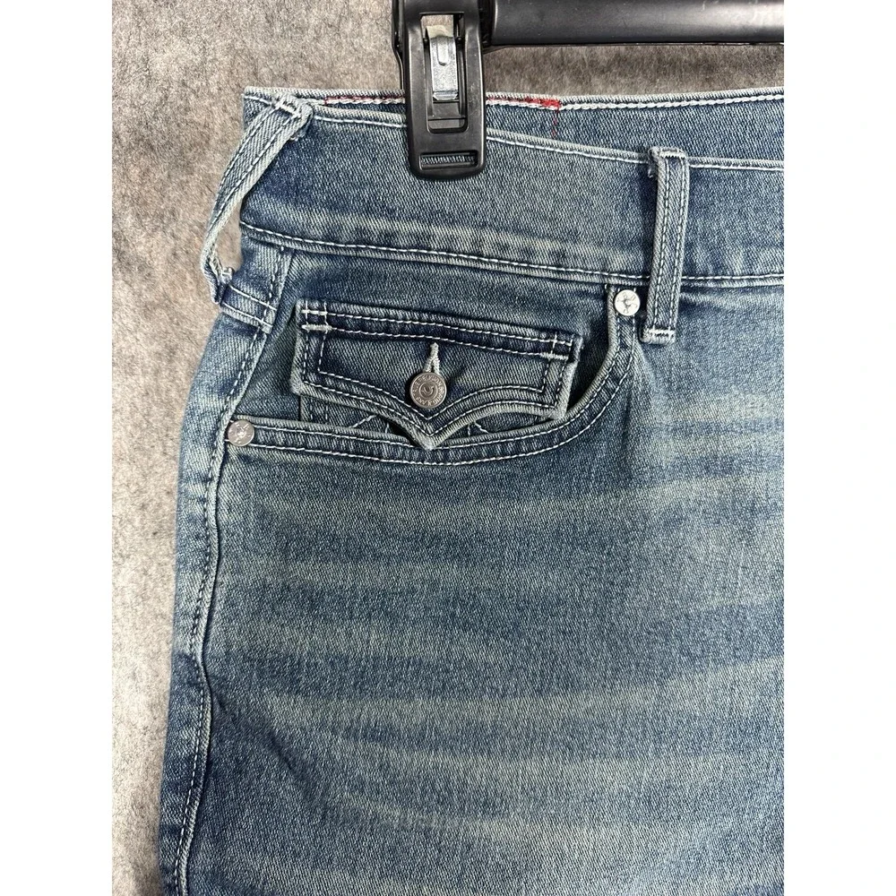 True Religion Ricky Flap Shorts 34 Relaxed Straight Denim Raw Hem